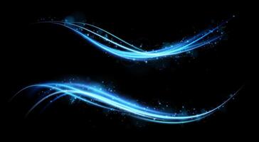 Stunningly Elegant Blue Light Waves Gracefully Displayed on a Deep Black Background for Visual Impact vector