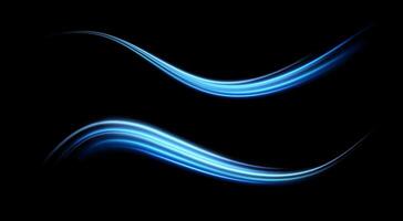 An Elegant and Captivating Display of Beautiful Blue Light Waves Gracefully Flowing Against a Deep Black Background vector
