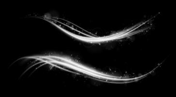 Sophisticated and Elegant White Light Curves and Swirls Gracefully Displayed on a Dark Black Background vector