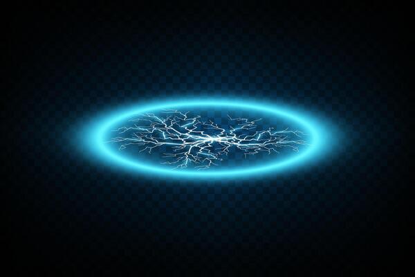 Experience a Striking Visual Encounter with a Futuristic Neon Lightning Effect Set Against a Dark Background