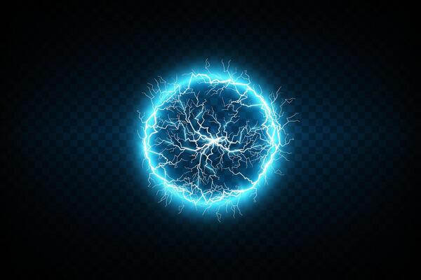 A stunning Electric Blue Plasma Sphere that showcases mesmerizing Lightning Effects in its vibrant atmosphere