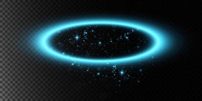 A captivating and visually appealing glowing blue circular halo effect enhanced with sparkling details vector