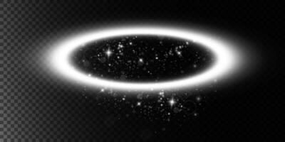 A Beautiful and Glowing Circular Halo Featuring Sparkles and Stars Set against a Transparent Background vector