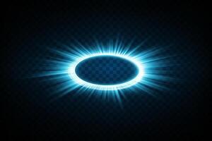 A Glowing Blue Oval radiates a Radiant Light against a Dark Background, Creating a Striking Visual Impact vector