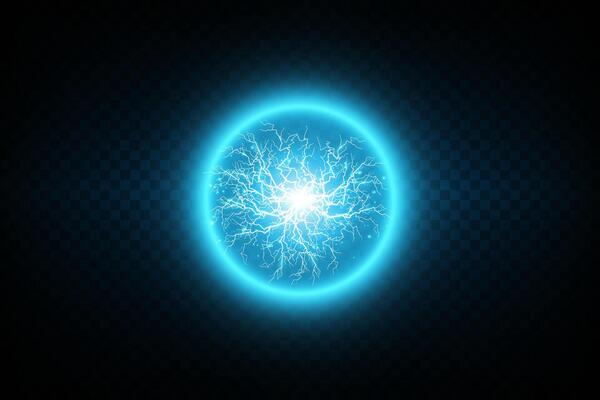 A mesmerizing Radiant Blue Energy Sphere surrounded by Electric Sparks creating a vibrant, captivating scene
