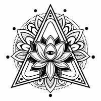 a black and white drawing of a lotus flower design vector