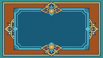 An ornate frame with a blue background and gold border vector