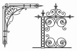 Design of A set of decorative elements for a fence vector