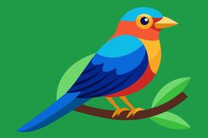 a colorful bird sitting a branch vector