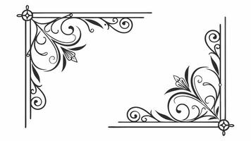 A black and white drawing of a decorative frame design. vector
