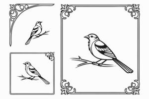 Bird in ornate frame illustration design. vector