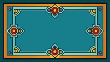 An ornate turquoise and orange border with a gold frame vector