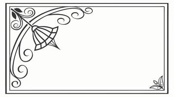 a black and white drawing of a frame with a flower vector