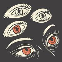 a drawing of a woman's eyes with red eyes vector