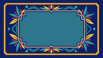 Design of An ornate frame with a blue background and yellow flowers vector