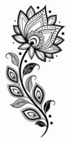 a flower design with black and white lines vector