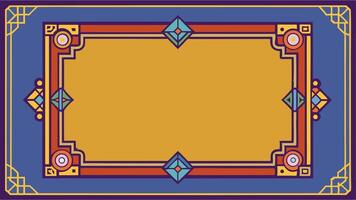 Design of An ornate frame with a blue and yellow border vector