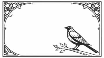 a black drawing of a bird sitting on a branch vector