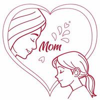 a mother and daughter are in the shape of a heart vector
