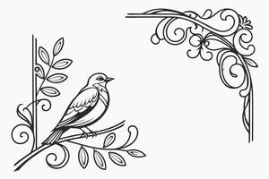 design of Bird on a branch with floral design vector