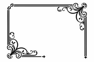 Design of A black and white square frame with swirls vector