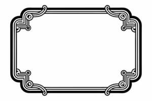 A black and white square frame with a decorative border design. vector