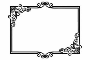 A black and white square frame with swirls design. vector