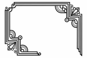 A black and white drawing of a frame with a decorative border design. vector