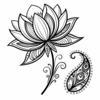 Detailed lines form a serene black and white lotus. vector