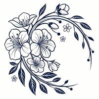 Minimal floral outlines trace the background gently. vector