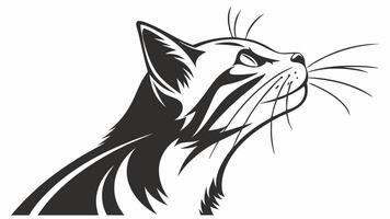 a black and white cat head on a white background vector