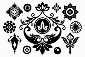a set of black and white decorative elements vector