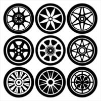 a set of wheels with different designs rubber vector