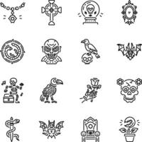 Bundle of Linear Style Gothic Art Icons vector