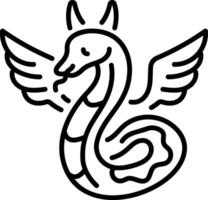 A line style icon of a winged serpent vector