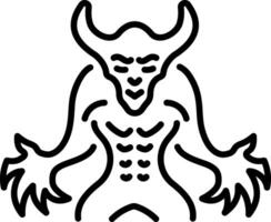 A scary demon creature icon in line style vector