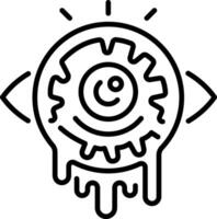 A line style icon of a dead eye with dripping blood vector