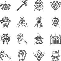 Collection of Linear Style Haunted Icons vector