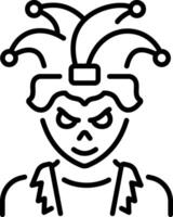 A linear style icon of a scary jester vector