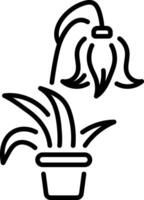 A linear style icon of a wilted lily vector
