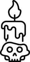 A linear style icon of a spooky skull candle vector
