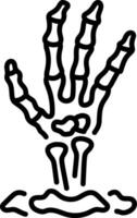 A linear style icon of a skeleton hand vector