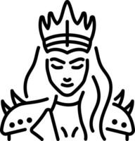 A linear style icon of a gothic queen vector