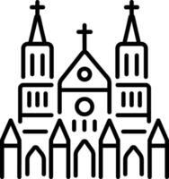 Haunted cathedral icon in linear style vector