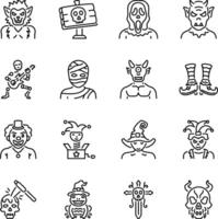 Set of Linear Style Scary and Horror Icons vector