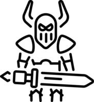 A line style icon of a death knight holding a sword vector