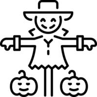 A spooky scarecrow icon in linear style vector