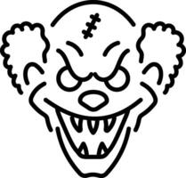 A linear style icon of a scary clown vector