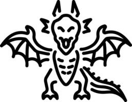 A linear style icon of a gothic dragon vector