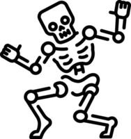 A linear style icon of a dancing skeleton vector